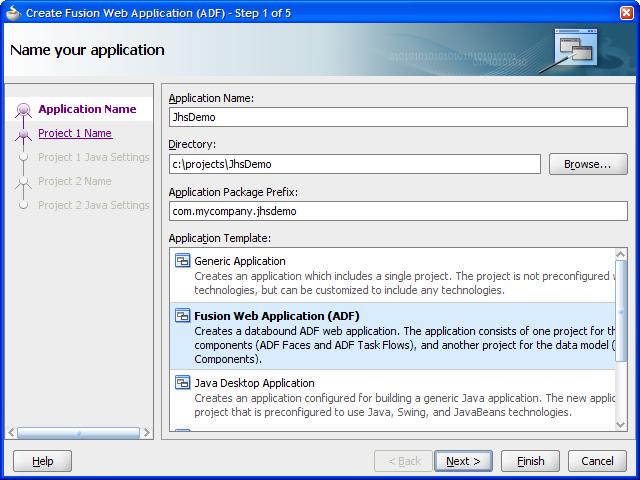Select the Application Navigator (choose menu option View Application Navigator) Choose New Application from the dropdown list at the top of the Application Navigator.