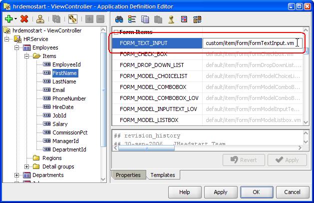 12.3. Creating Custom Templates 12.3.1. Creating a Custom Template File We will start with a word of warning: never customize one of the default JHeadstart template files directly.