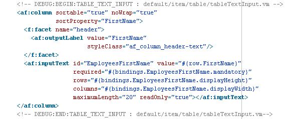 12.3.2. Finding Out Which Generator Templates Are Used The service-level checkbox property Show Template Names In Source is handy to find out which Generator Templates JHeadstart uses for the various