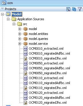 ADF BC Composition: Based on the migrated ADF BC XML structure of each form, the entity objects, entity associations, view objects and view links, and the application modules are created.