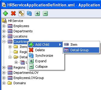 You can create the objects described above by using the green plus (+) symbol in the upper left corner of the Application Definition Editor, or by using the right-mouse-click menu in the left