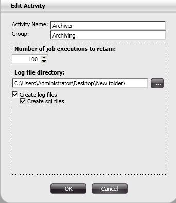 Archiver Archiver provides the ability to delete logs from iserve database, regarding processes execution. Archiver window, above, shows the below possibilities: 1.