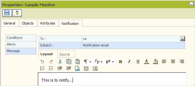 9. Lastly, on the Notification tab, in the Messages section, specify the following. The users to whom you want to send a message.