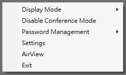 Stop All Stop all the mirroring screens, no matter how many split screens are mirroring. Conference Mode Setting for Admin Click to see the setting menu.