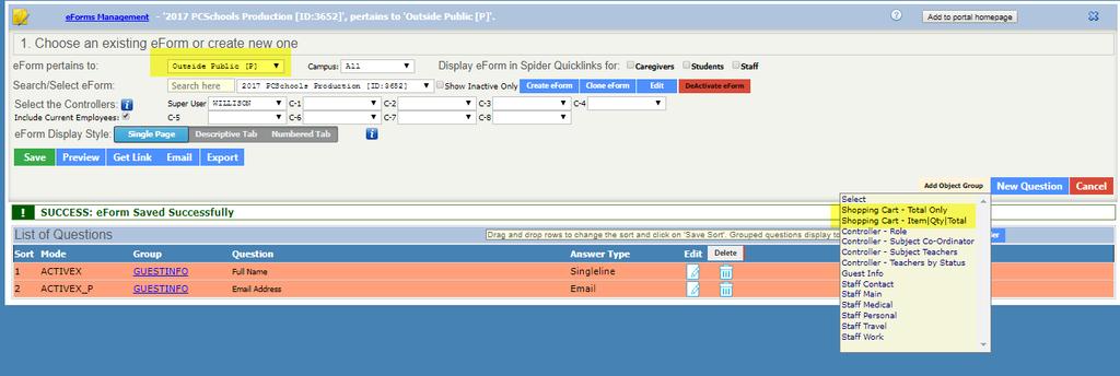 Creating an eform relating to the Outside Public The eform example can be added to the School s Website for non members of the School community.