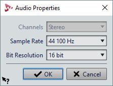 Audio File Editing File Handling in the Audio Editor Channels Allows you to select the number of audio channels. Sample Rate Allows you to select the number of audio samples per second.