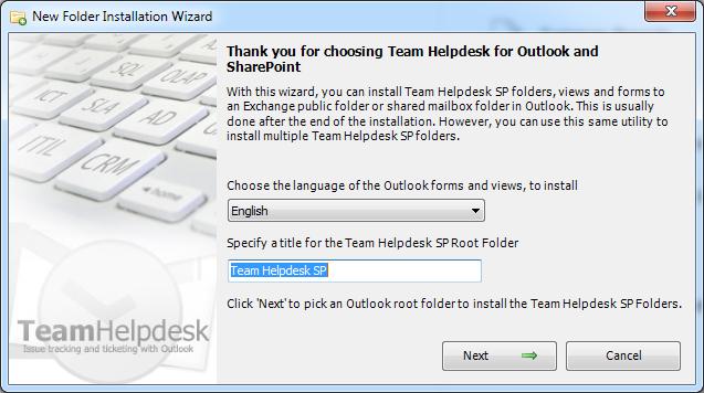 Step 6. A folders Installation Wizard dialog (as seen below) enables you to customize the name of the parent Team Helpdesk folder that will be created.