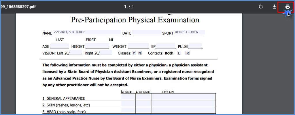 FORM D - ASSIGNMENT OF BENEFITS (NEW Students Only- download, print, sign and return to Athletic Training) Click the form title to download the PDF.
