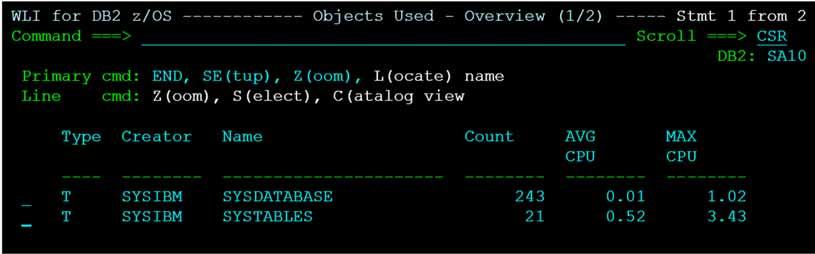 Scenario 3: Objects used in SQL Here you can Zoom to the catalog object details or Select down to detail level