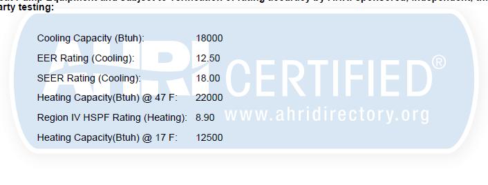 Entering equipment When entering Residential Electric Equipment details can be found on AHRI certificate or Manufacturer s Spec sheet. Tons will be a conversion from Cooling Capacity in BTUH.