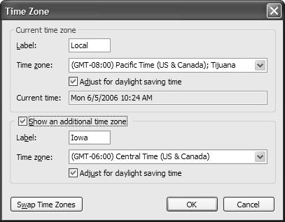11. To add an additional time zone to your Calendar, right-click the time slots along the left side of the