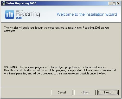 Installing Nintex Reporting 2008 1.1 Run the installer 1.