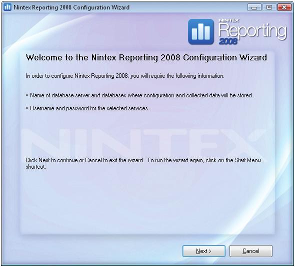 Running the Nintex Reporting 2008 configuration wizard 1.
