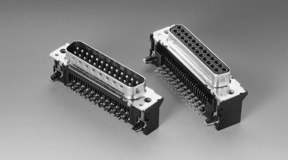 Right angle press-fit D-Sub connectors Version in Standard and in Eurostyle General The new generation of right angle D-Sub connectors with press-fit termination of the TMC series are according to