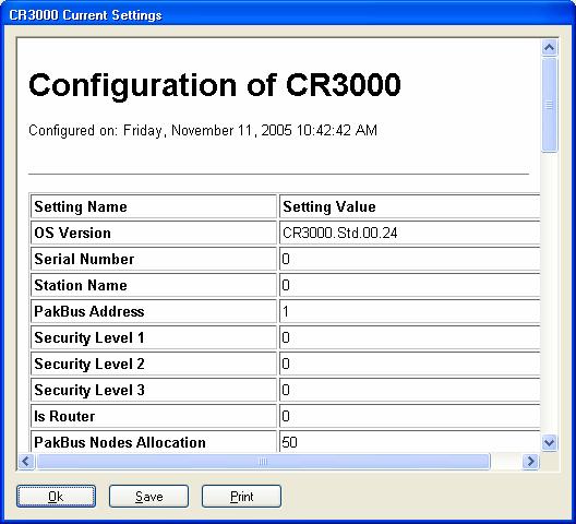 CR3000 Overview OV4. Quick Start Tutorial Clicking the Factory Defaults button on the Settings Editor will send a command to the device to revert to its factory default settings.