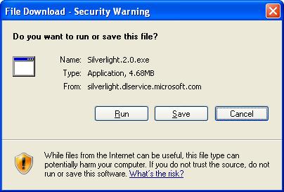 Click on the Install Microsoft Silverlight box to begin