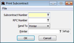 SubContract 105 Subcontract C/O Number - Enter the change order number assigned to this change order once it is approved.