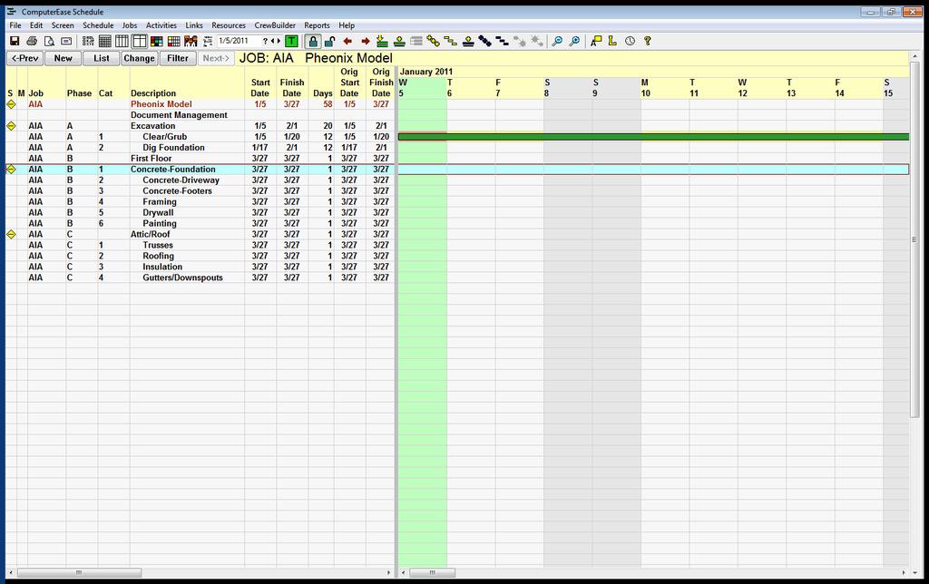 54 Project Management Tools Two-Week Summary View The two-week summary calendar view shows each day of the schedule in a separate column, but over a two-week span.
