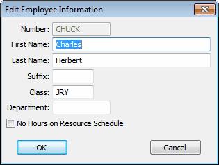 Scheduling 89 Employees To create, view or modify the list of employees you are working with in the daily schedule board, select Resources and then Employees from the menu bar.