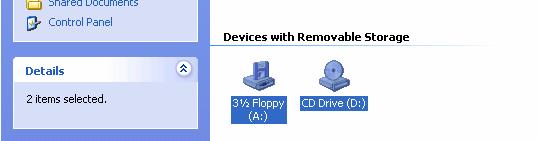 Devices with Removable Storage The 3½ Floppy A drive is for floppy disks.