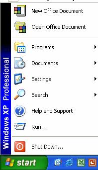 Start Menu The Start menu can be used to access different areas in the computer and