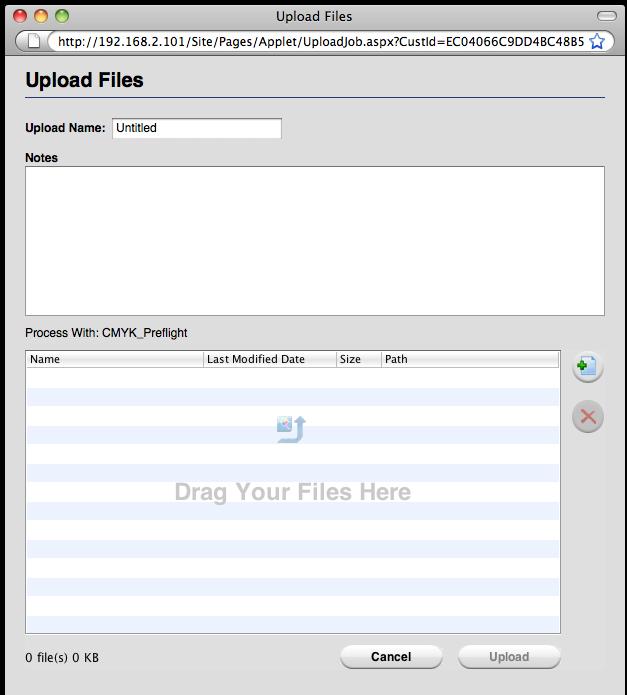 Files window comes up this is where you will upload your final PDFs.