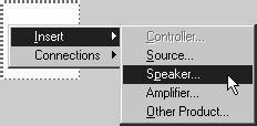 Adding a speaker at a specific position Click the position with the right mouse button, point to Insert, then click Speaker, on the context menu: Displaying or