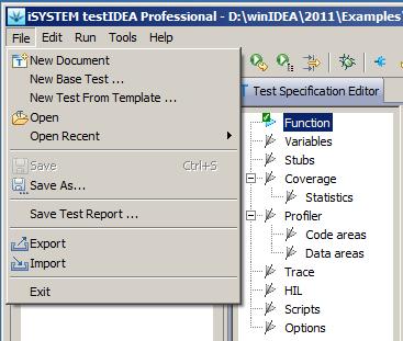 testidea Professional testidea standard features A license fee applies Python script generation by mouse click I/O module support Script execution before and after a test run Excel/CSV import and