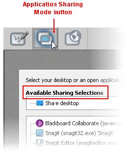 In the available sharing selection dialog, click on Share desktop or an available program window to highlight it.