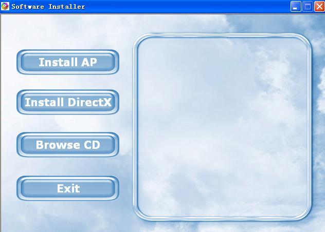 You can Install AP, Install DirectX, Browse CD, and Exit in