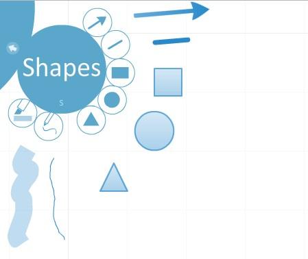 Inserting Shapes The Shapes bubble allows you to insert a