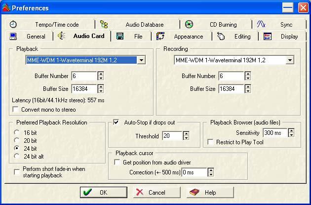 6. Wave Lab In Wave Lab, Go to Option -> Preferences -> Audio Card.