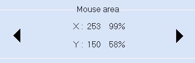 Mouse Area The mouse area displays the position of the mouse coordinates using both DMX values (0 255) and percentages (0 100%) and scrolls through all fixtures using the arrows