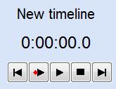 Video file Audio file Light scenes Displays the name of the current timeline file Displays the time of the timeline in hr : min : sec Moves the green