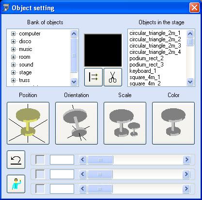 Object Settings The Object settings allows adding and editing objects within the 3D View such as the position, orientation, scale and color.