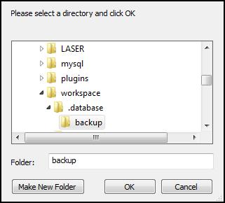 3. Select the desired backup location. 4. Select OK to set the location and close the pop-up window. 5. Selecting Cancel will close the pop-up window without changing the location of the backup files.