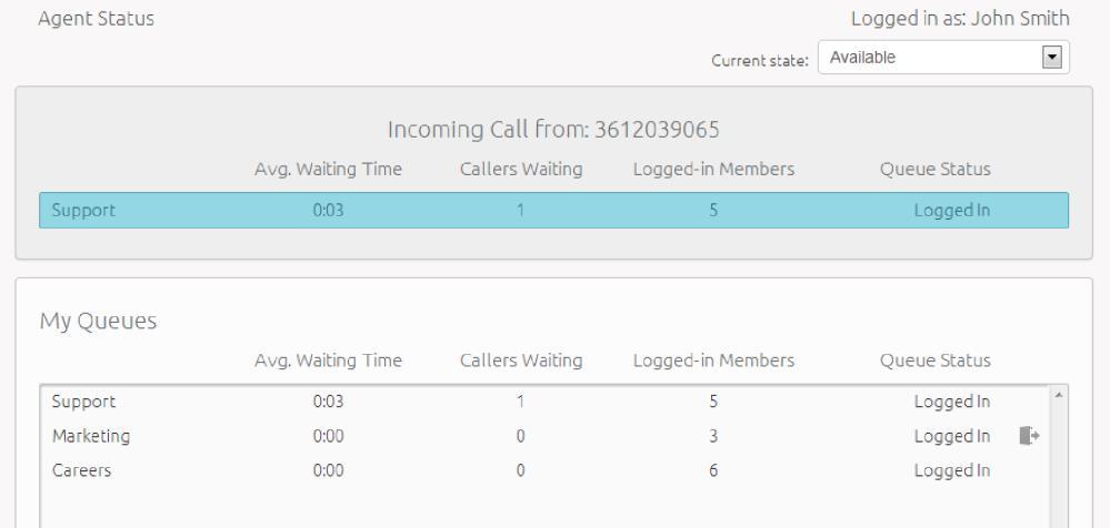 2.2 Using the Agent status page The Agent status page provides an agent dashboard that allows you to see details of the calls coming in to the MLHGs and also view information on the current activity