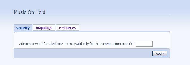 Security To change the Admin PIN for telephone access: Enter the new 4-digit PIN in the text box Click Apply 15 Misc.