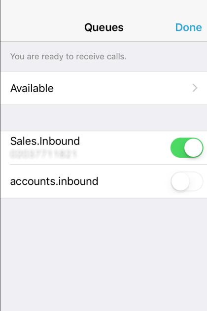 Distribution (ACD) status for each assigned Call Centre Selecting Queues from the menu button opens the Queues dialog box: This gives the ability to