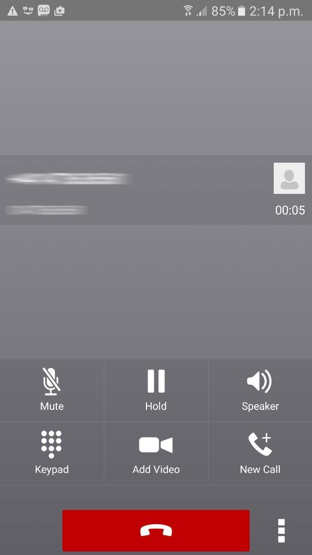 From the In Call screen, you can perform the following actions: Place a call on hold Mute the microphone End a call Speakerphone Open the dial pad Escalate from audio to video call and downgrade from