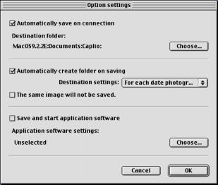 Chapter 2 / Section 2 Downloading Images to a Computer (For Macintosh) How to Use Optional Settings If you select [Optional Settings] from the [RICOH Gate Settings] menu, the [Optional Settings]