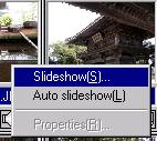 The [slide show] dialog box is displayed, so make the necessary settings. Select the images you wish to see in slide show.