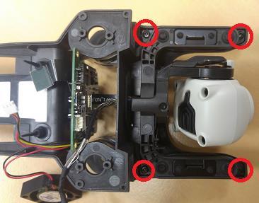 Gimbal - There is a rubber part with holes letting wires go through to connect it from the gimbal to the motor card:
