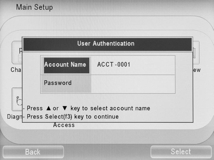 Use the meter keypad to enter the account password and press the f2 (Load) key. 6.