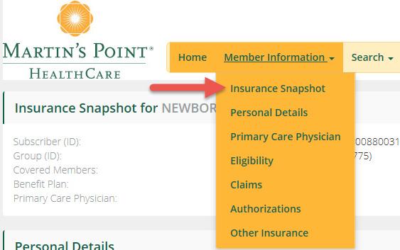 Insurance Snapshot The Insurance Snapshot is where you will find quick