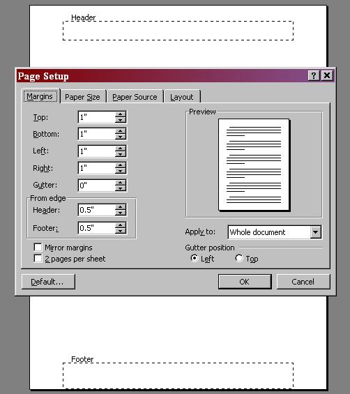 Document Margins Margin the blank space at the top, bottom, left, and right of a document where you cannot type Header allows you to type above
