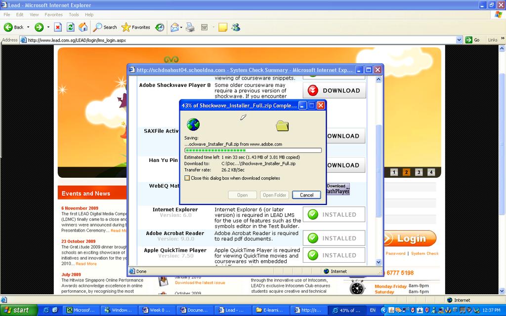 DOWNLOAD AND INSTALL PLUG- INS l Internet Explorer Version will be displayed in System Check Summary.
