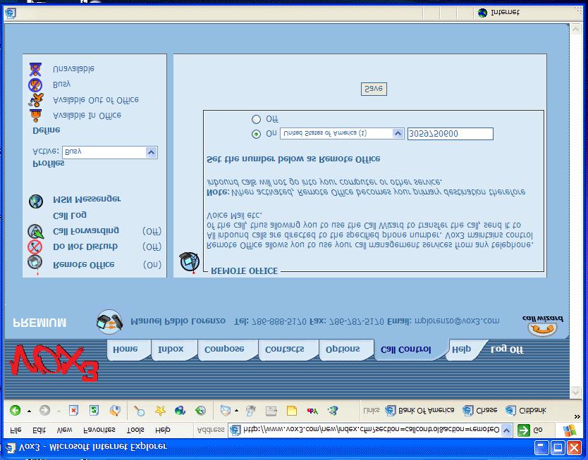the cost of the call. Call Wizard (an icon on the web portal) gives you real time call control using any computer with any Internet connection.