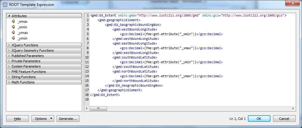 INSPIRE attributes with XML-fragment type It is needed to build manually the XML-fragment structure with XMLTemplater In case that the XML-fragment needs an XML-namespace, it is needed to include