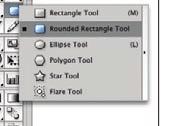 8. Release the mouse button to create the shape. 9. Select the two objects on the page (Edit>Select All) and press Delete/ Backspace to delete them. 10. Select the Rounded Rectangle tool.
